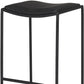 27" Black Genuine Leather And Iron Backless Counter Height Bar Chair