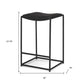 27" Black Genuine Leather And Iron Backless Counter Height Bar Chair