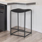 Black Genuine Leather and Iron Backless Counter Height Bar Chair