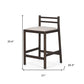 26" Cream and Dark Brown Fabric and Solid Wood Low Back Counter Height Bar Chair