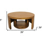 Set of Two Walnut Solid Wood Round Distressed Solid Nested Coffee Tables
