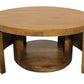 Set of Two Walnut Solid Wood Round Distressed Solid Nested Coffee Tables