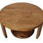 Set of Two Walnut Solid Wood Round Distressed Solid Nested Coffee Tables