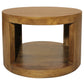Set of Two Walnut Solid Wood Round Distressed Solid Nested Coffee Tables