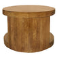 Set of Two Walnut Solid Wood Round Distressed Solid Nested Coffee Tables