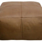 22" Brown Genuine Leather Pouf Ottoman