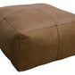 22" Brown Genuine Leather Pouf Ottoman