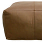 22" Brown Genuine Leather Pouf Ottoman