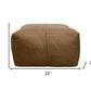22" Brown Genuine Leather Pouf Ottoman