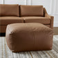 22" Brown Genuine Leather Pouf Ottoman