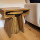 Set of Two Walnut Distressed Solid Wood Pedestal Nested Tables