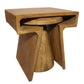 Set of Two Walnut Distressed Solid Wood Pedestal Nested Tables