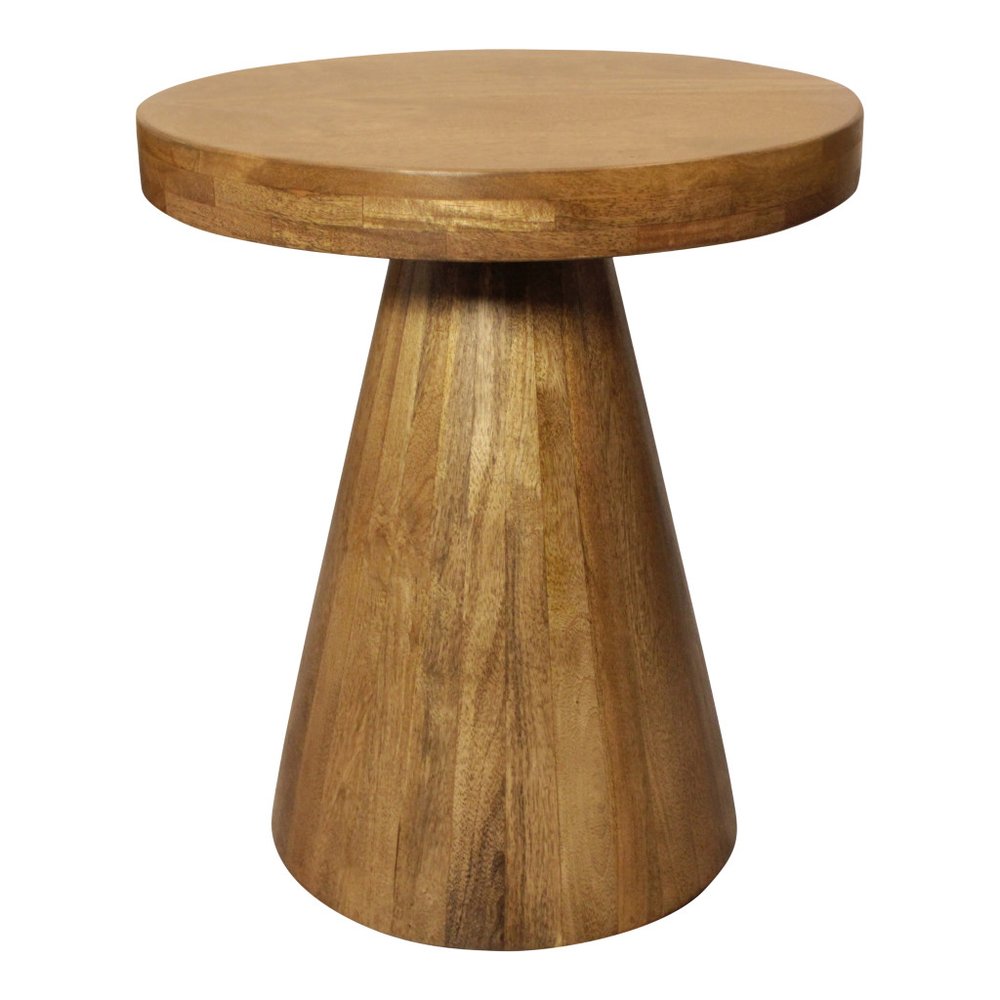 Set of Two Walnut Distressed Solid Wood Pedestal Nested Tables