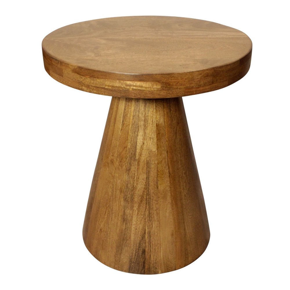 Set of Two Walnut Distressed Solid Wood Pedestal Nested Tables