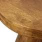 Set of Two Walnut Distressed Solid Wood Pedestal Nested Tables