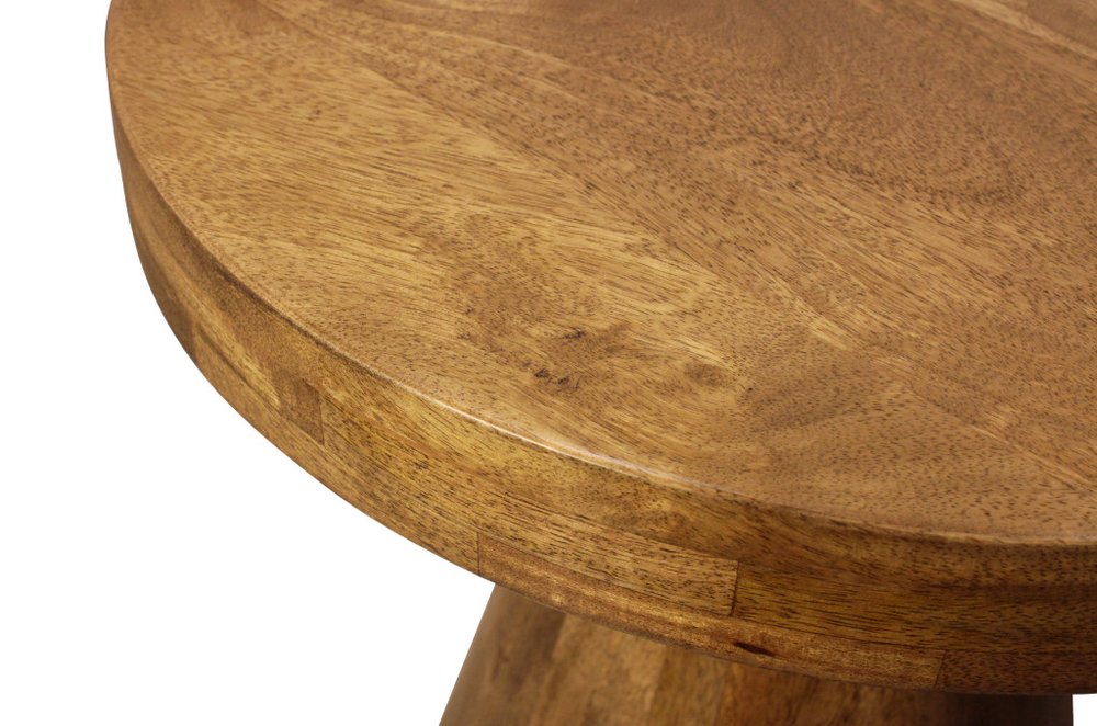 Set of Two Walnut Distressed Solid Wood Pedestal Nested Tables