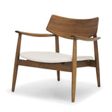 27" Brown And Cream Upholstery And Solid Wood Arm Chair