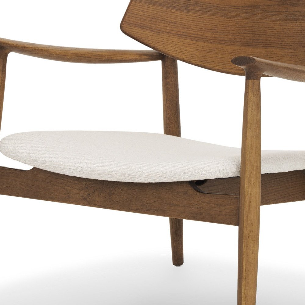 27" Brown And Cream Upholstery And Solid Wood Arm Chair