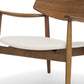 27" Brown And Cream Upholstery And Solid Wood Arm Chair