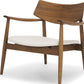 27" Brown And Cream Upholstery And Solid Wood Arm Chair