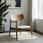 27" Brown And Cream Upholstery And Solid Wood Arm Chair