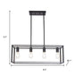 Black Metal Four Light Caged Rectangular Hanging Pendent Light