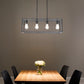 Black Metal Four Light Caged Rectangular Hanging Pendent Light