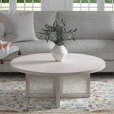 36" White Solid Wood Round Cross Legs Coffee Table
