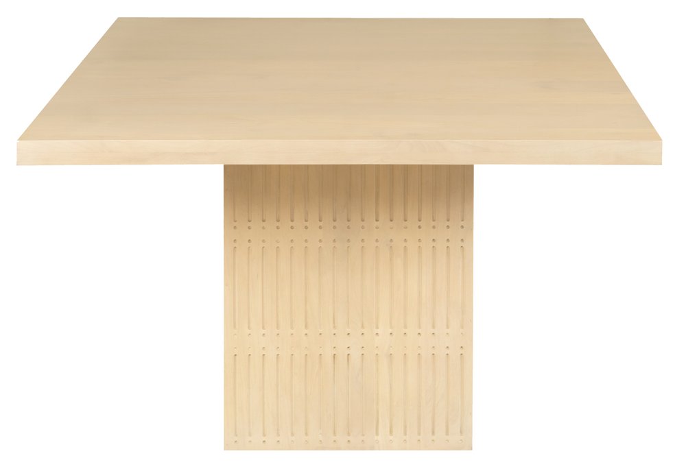 48" Natural Solid Wood Pedestal Base Square Dining Table