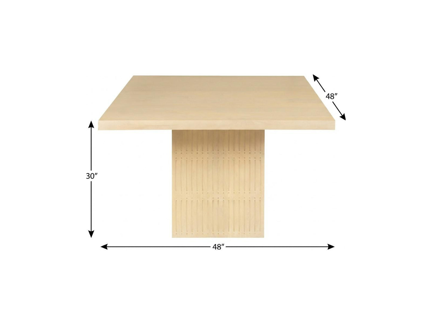 48" Natural Solid Wood Pedestal Base Square Dining Table