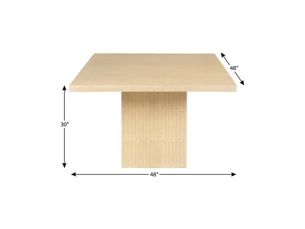 48" Natural Solid Wood Pedestal Base Square Dining Table