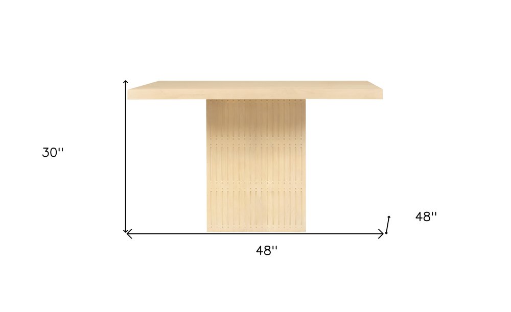 48" Natural Solid Wood Pedestal Base Square Dining Table