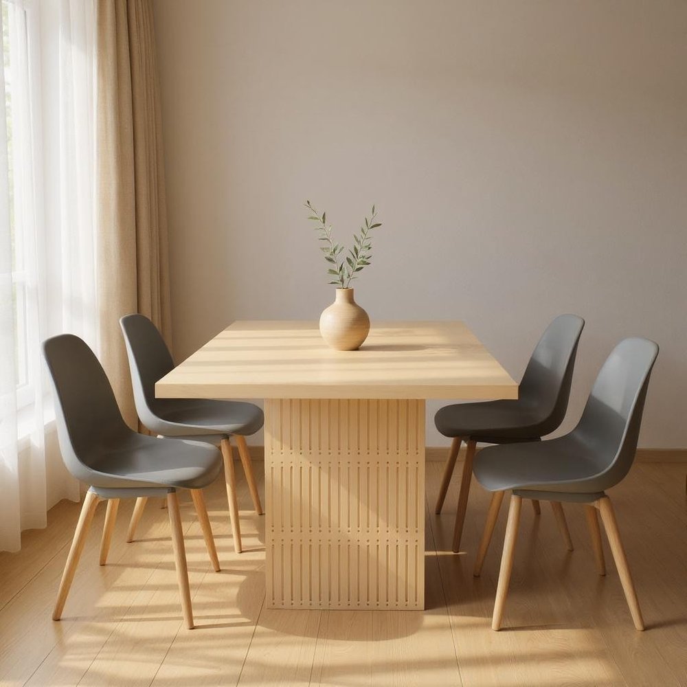 48" Natural Solid Wood Pedestal Base Square Dining Table