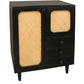 32" Black Distressed Solid Wood Three Drawer Sideboard with Two Doors