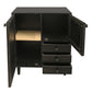 32" Black Distressed Solid Wood Three Drawer Sideboard with Two Doors