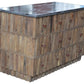 47" Brown Distressed Reclaimed Wood Carved Geometric Six Drawer Buffet Table