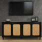 82" Black Distressed Solid Wood Sideboard with Four Doors
