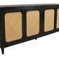 82" Black Distressed Solid Wood Sideboard with Four Doors