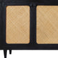 82" Black Distressed Solid Wood Sideboard with Four Doors