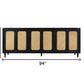 94" Black Distressed Solid Wood Sideboard with Six Doors
