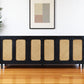 94" Black Distressed Solid Wood Sideboard with Six Doors