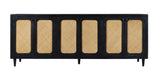 94" Black Distressed Solid Wood Sideboard with Six Doors