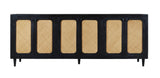 94" Black Distressed Solid Wood Sideboard with Six Doors