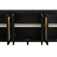 94" Black Distressed Solid Wood Sideboard with Six Doors