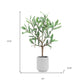 12" Green Artificial Olive In Round White Porcelain Pot