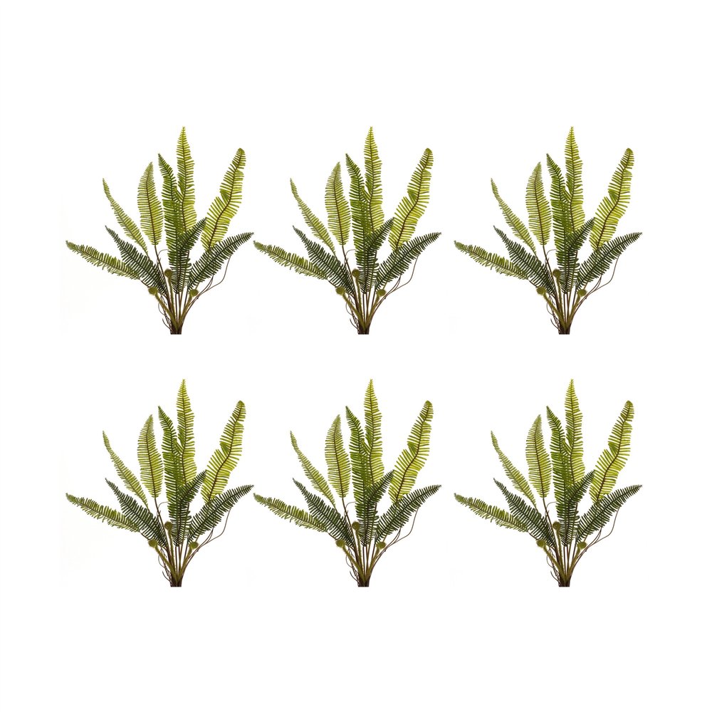 Set of Six 5" Green Artificial Fern
