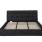 Dark Gray Tufted Linen Blend Upholstered King Bed Frame