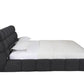 Dark Gray Tufted Linen Blend Upholstered King Bed Frame