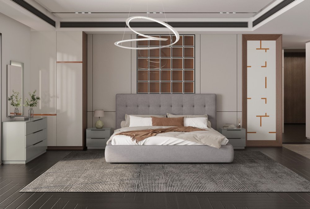 Gray Tufted Linen Blend Upholstered King Bed Frame