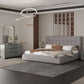 Gray Tufted Linen Blend Upholstered King Bed Frame